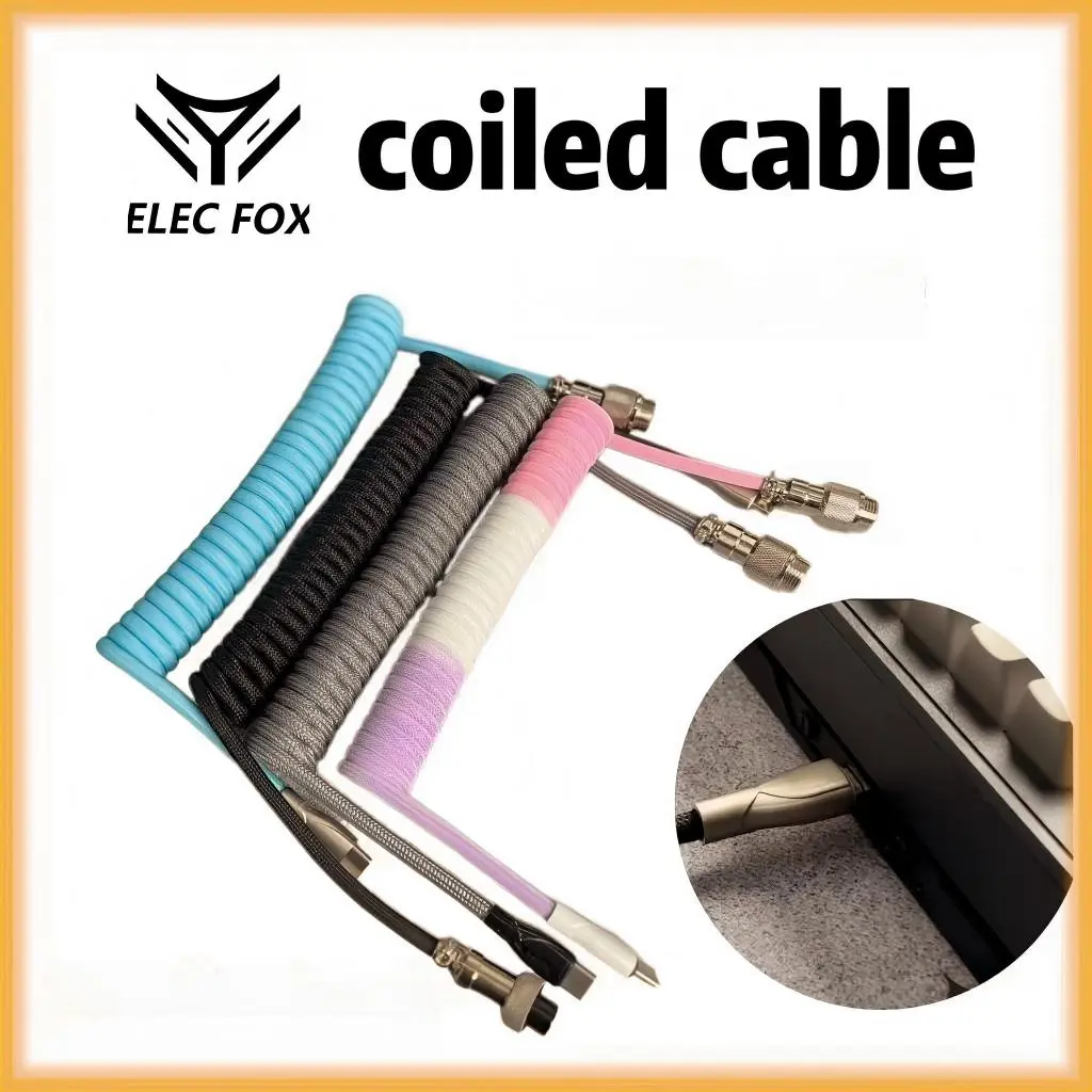 ELECFOX Coiled Cable for Mechanical Keyboard, Detachable Metal Connector, USB-C Compatibility, Fast Data Flow Support | Computers & Office Accessories