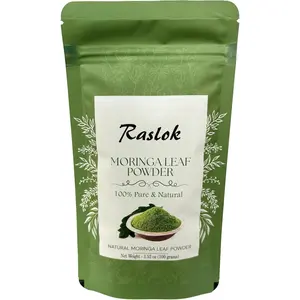 Raslok Moringa Powder | 100% Pure Moringa Leaf NO Stems | Moringa Olifera Powder (3.52 Oz)