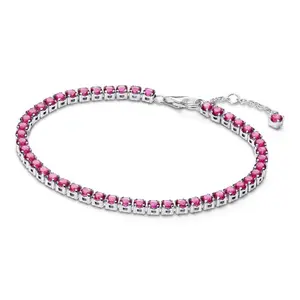 Single Row Diamond Tennis Bracelet Full Pave Cubic Zirconia Adjustable Chain Minimalist Dainty Stackable Jewelry for Women Hypoallergenic Stainless Steel Everyday Luxury Gift Party Jewelry Gift iced  out  bracelets