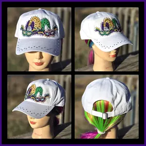 White Mardi Gras Jester BLING Hat