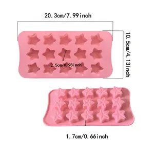 1-2-3pcs 15-Cavity Star-Shaped Silicone Mold for Chocolate, Desserts & Cookies - Nonstick DIY Baking Pan