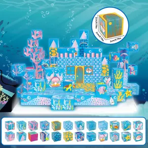 Magnetic Building Blocks Set for Kids, Stem Magnetic Blocks, Glow-In-The-Dark Ocean Construction Toy, Educational DIY Magnetic Tiles, Boys & Girls Gift