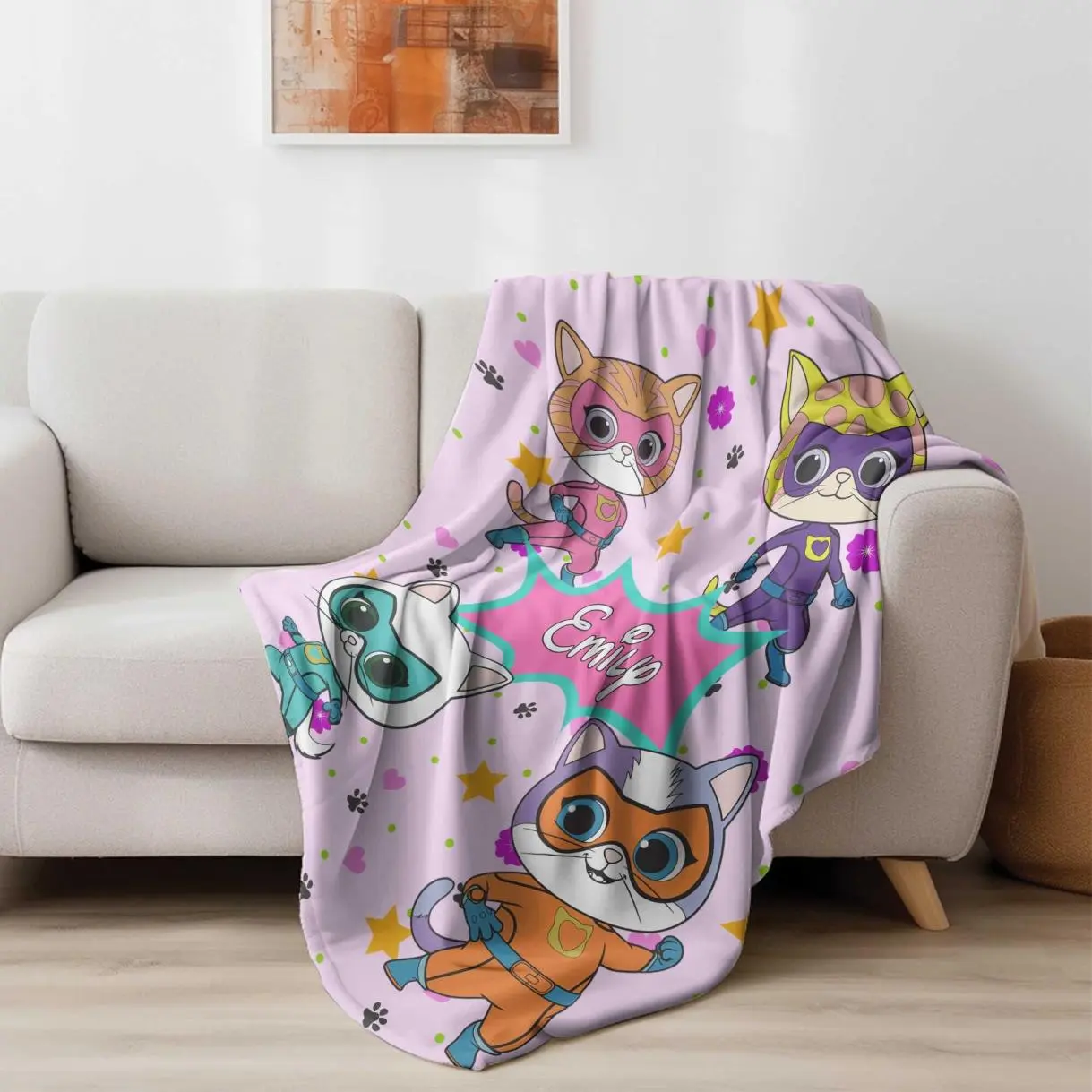 Custom Super Kitties Blanket, Custom Super Kitties Blanket, Super Kittie Buddy Bitsy Ginny Sparks Hero Blanket Kitties, Full Size