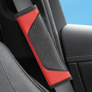 1pc Universal Car Seat Belt Shoulder Cover, PU Leather Safetybelt Protective Cover Carbon Fiber Style Shoulder Protection, Auto Interior Accessories Decorations, Car Accessory