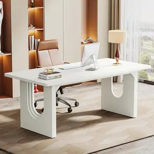 LITTLE TREE Modern Executive Desk, 70.9" Large Office Computer Desk, Conference Table Meeting Room Table, Simple White Workstation Business Furniture for Home Office