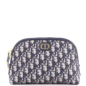 Pre-owned Dior Canvas Plain Toiletry Bags Christian 30 Montaigne Cosmetic Pouch Oblique Canvas Medium by Rebag