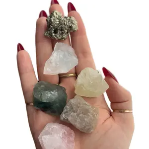 Sapphire & Sage Crystal Magnet - Natural Stone, 1 - 1.5 in, Fluorite, Smoky Quartz, Pyrite, Ideal for Refrigerators, Lockers, Magnetic Boards, Office Décor