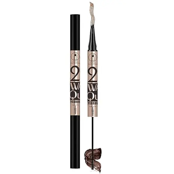 4-Point Eyebrow Pen & Brow Tint Gel Set, Dual-Ended Eyebrow Cosmetic with Extremely Fine Tip Liquid Pen for Precise Delineation, Waterproof, Sweat-Resistant, Long-Lasting, Non-Smudging Natural Look, 3 Colors