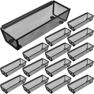 10 Pack Silverware Drawer Organizer 9 x 3 x 2 Inch Mesh Utensil Organizer for Kitchen Drawers with Interlocking Arm for Flatware  Spoons Fork  Utensil Tabletop Storage Tray