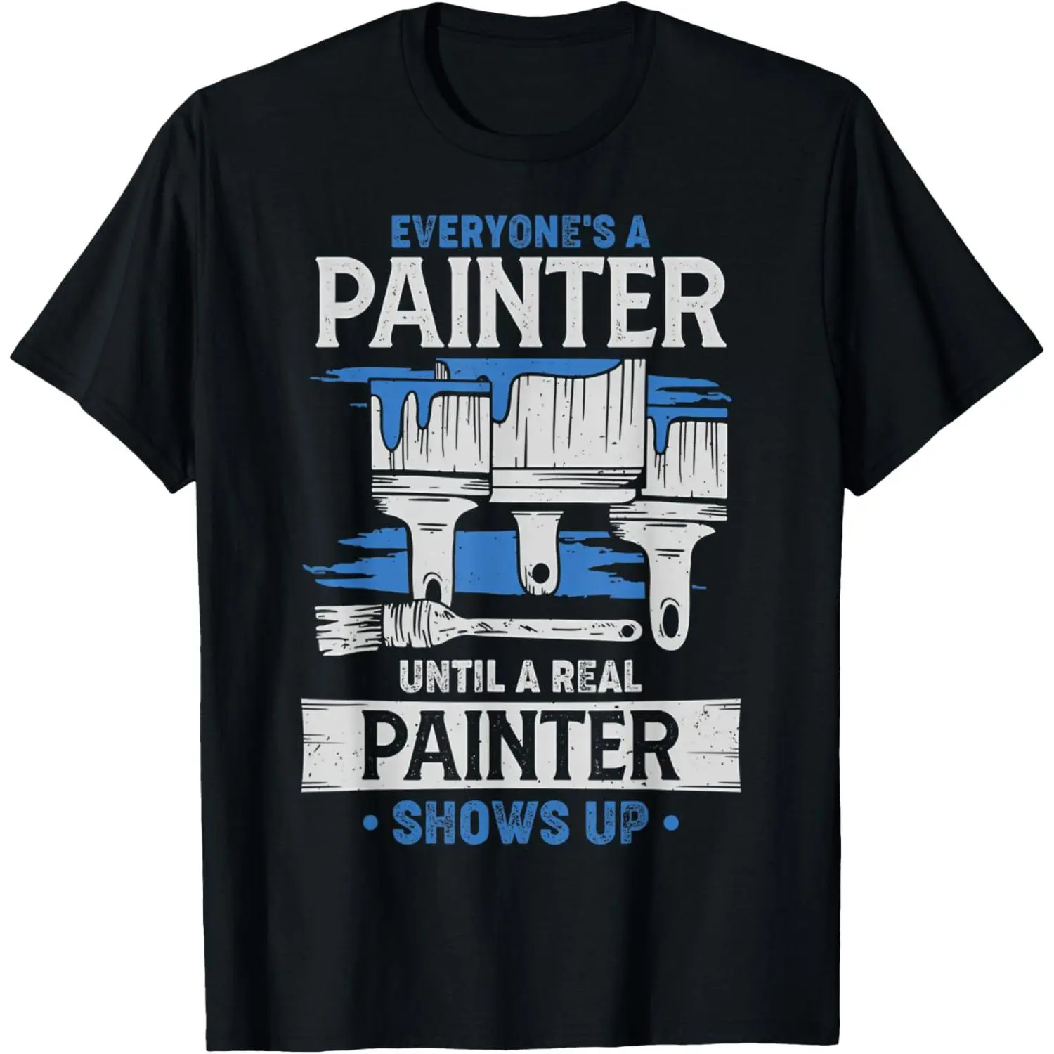 Painter Worker Gift Tshirt, Vintage Paint Brush Funny Saying Graphic Tee For House Painter Decorator, Unisex 100% Cotton Short Sleeve Round Neck Casual Daily Top, Fabric, Knit, Print, Valentines Day, Paint Brush Theme, Stretch Knit, Crew Neck