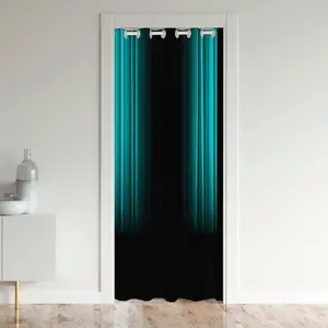 Feelyou Ombre Teal Black Privacy Grommet Curtain - 34x80 Inch 1 Panel, 30%-50% Blackout, Heat Blocking, Thermal Insulated, Home Decoration Curtain for Bedroom, Privacy Grommet Curtains