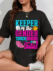 100% Cotton Touchdown or Tutus Funny Keeper of Gender Baby Reveal Party T-Shirt