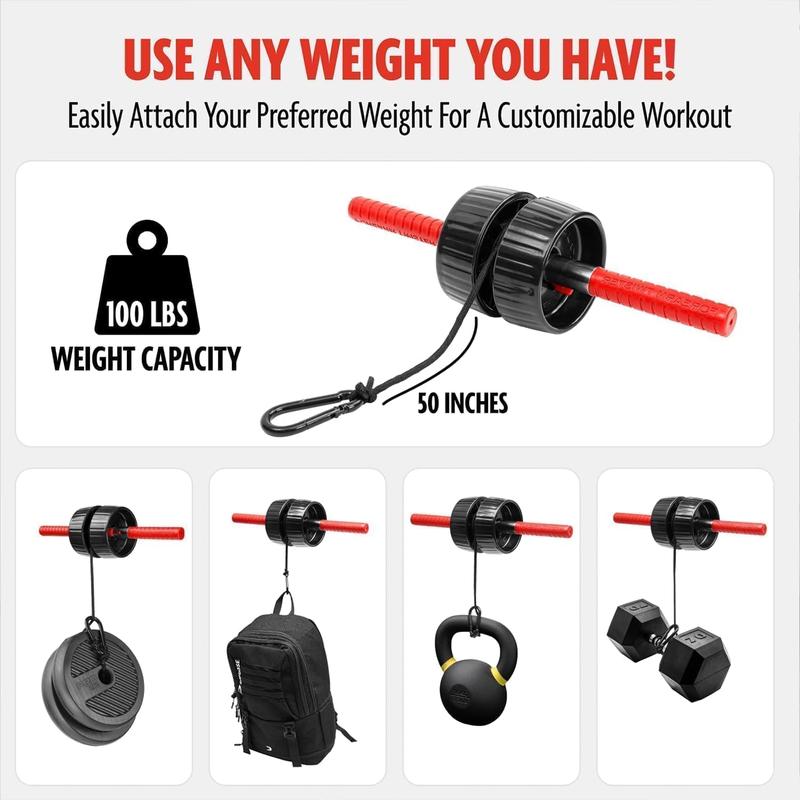 US Seller43 Fitness Forearm Strengthener & Wrist Roller - 2 in 1 Arm Exerciser with Non-Slip Premium Grip, Durable Nylon Rope - Helps with Elbow Tendonitis, Wrist Recovery & Strength Training (Patented)