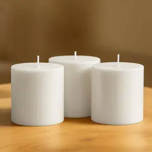 6-Pack Unscented Pillar Candles – Dripless 3"x3" White Paraffin Wax with Smokeless Cotton Wicks, Clean & Long-Lasting 30-Hour Burn