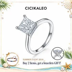 CICIKALEO 2CT Princess Cut Moissanite Hidden Halo Ring for Women D VVS1 Stackable 18K Gold Plated Lab-Created Hypoallergenic Wedding Engagement Anniversary Gift Fine Formerly CICI GEMS #Summervibes