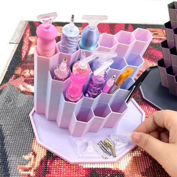 Diamond Painting Pen Holder Organizer - Tiered Levels Multi-Compartment Storage Rack with Open View for Diamond Art Pens, Tool Sorting in DIY Needlework (Toys & Hobbies)