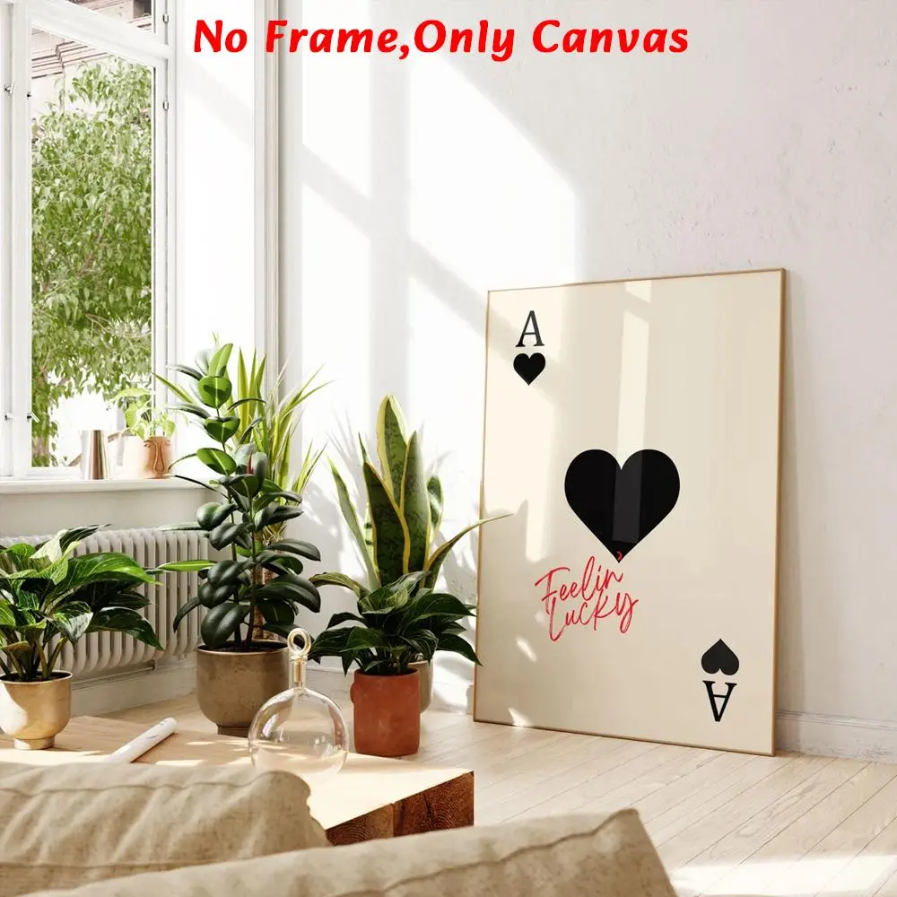 Vintage Design Spade A Playing Card Print Unframed Canvas Wall Art - Artistic Home Decoration for Living Room, Bedroom wall decor posters