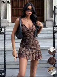 Women's Leopard Print Dresses, Fashion Casual A Line Dress for Daily Outdoor Wear, Ladies Clothes for Summer