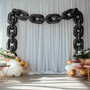 30 Pack 24" Black Chain Foil Balloons – 90s Hip Hop Party Decorations – Jumbo Link Balloons for Arches & Backdrops Up to 44ft Long Foil Mylar Balloons