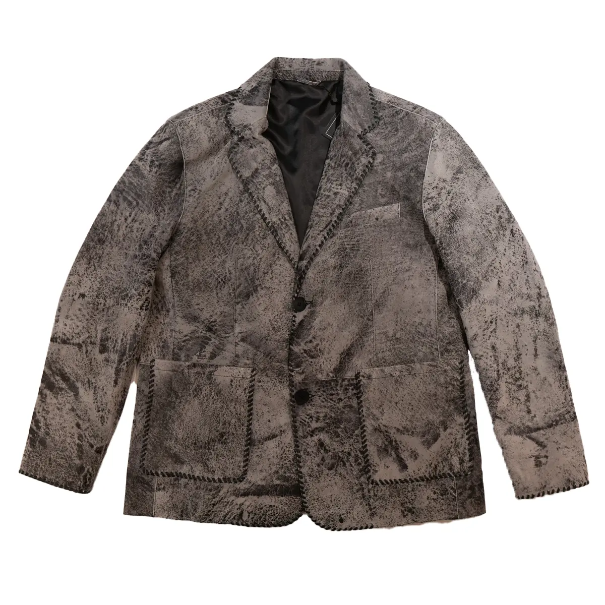 Kashani Grey Distressed Suede Lambskin Leather Blazer