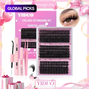 Eyelashes Extension Set, 60D & 80D & Thick Volume Lashes Clusters, Individual Lash Extensions Kit, 10-18mm D Curvature Lash Extensions Kit with Lash Bond and Seal, Lash Remover, Lash Tweezers, DIY Lash Clusters at Home