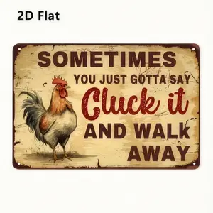 "Chick and Walk Away" Metal Tin Sign - 8" x 12" Humorous Wall Decor for Home, Bar, Cafe, Farmhouse - Durable Design with Red Rooster Illustration, Farmhouse Wall Decor | Humorous Decor | Durable Wall Art, Wall Decor