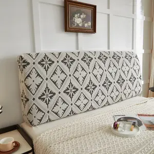 Window Pane Pattern Jacquard Velvet Headboard Slipcover | High-Stretch Soft Decorative Headboard Cover, Headboard Protector & Backrest Cover, Easy to Install & Machine Washable, Universal Dustproof Stylish Design