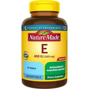 Nature Made Vitamin E 180 mg (400 IU) dl-Alpha, Dietary Supplement for Antioxidant and Skin Support, 300 Softgels, 300 Day Supply
