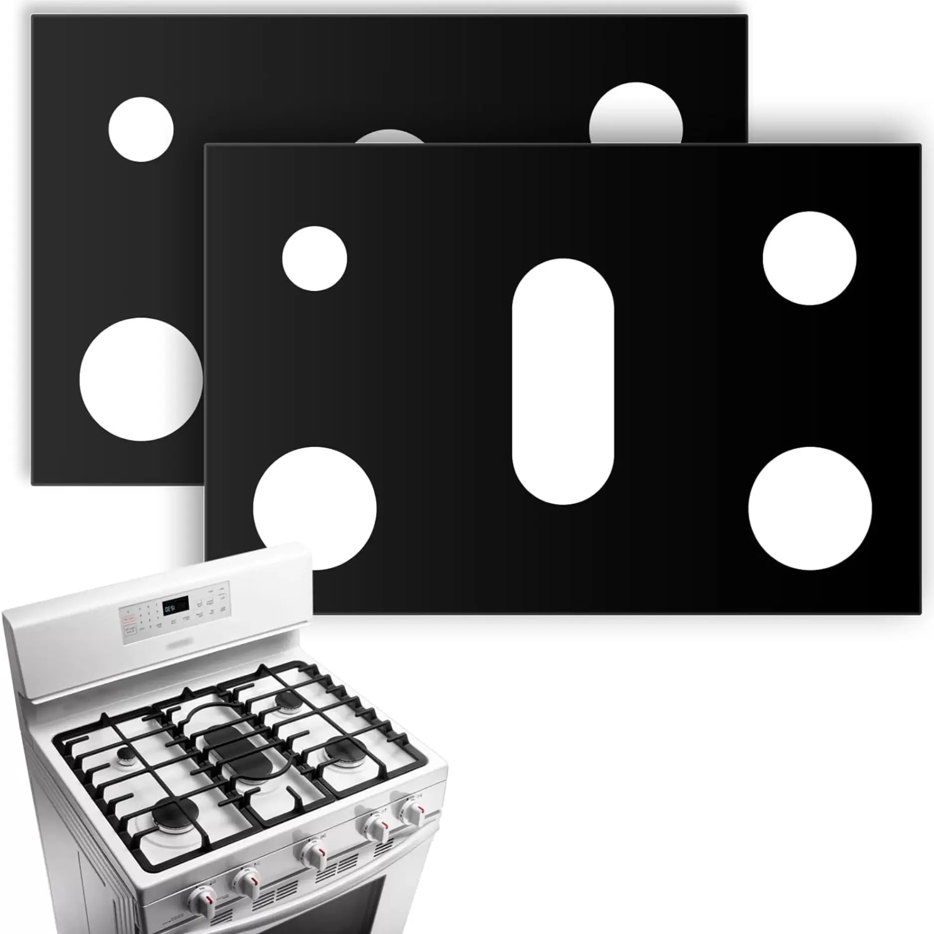 2 Pack Gas Stove Burner Covers for Samsung Gas Range, Reusable Non-Stick Stove Top Protectors, Washable Burner Liners, 24.4 x 16.3 Inch