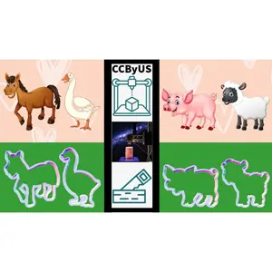 Cute Farm Animals Cookie Cutter Set (Horse, Goose, Pig, Sheep)