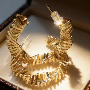 Golden Geometric  Earrings for Women, Minimalism Big Loop Design, Stylish Unique Fashion Jewelry