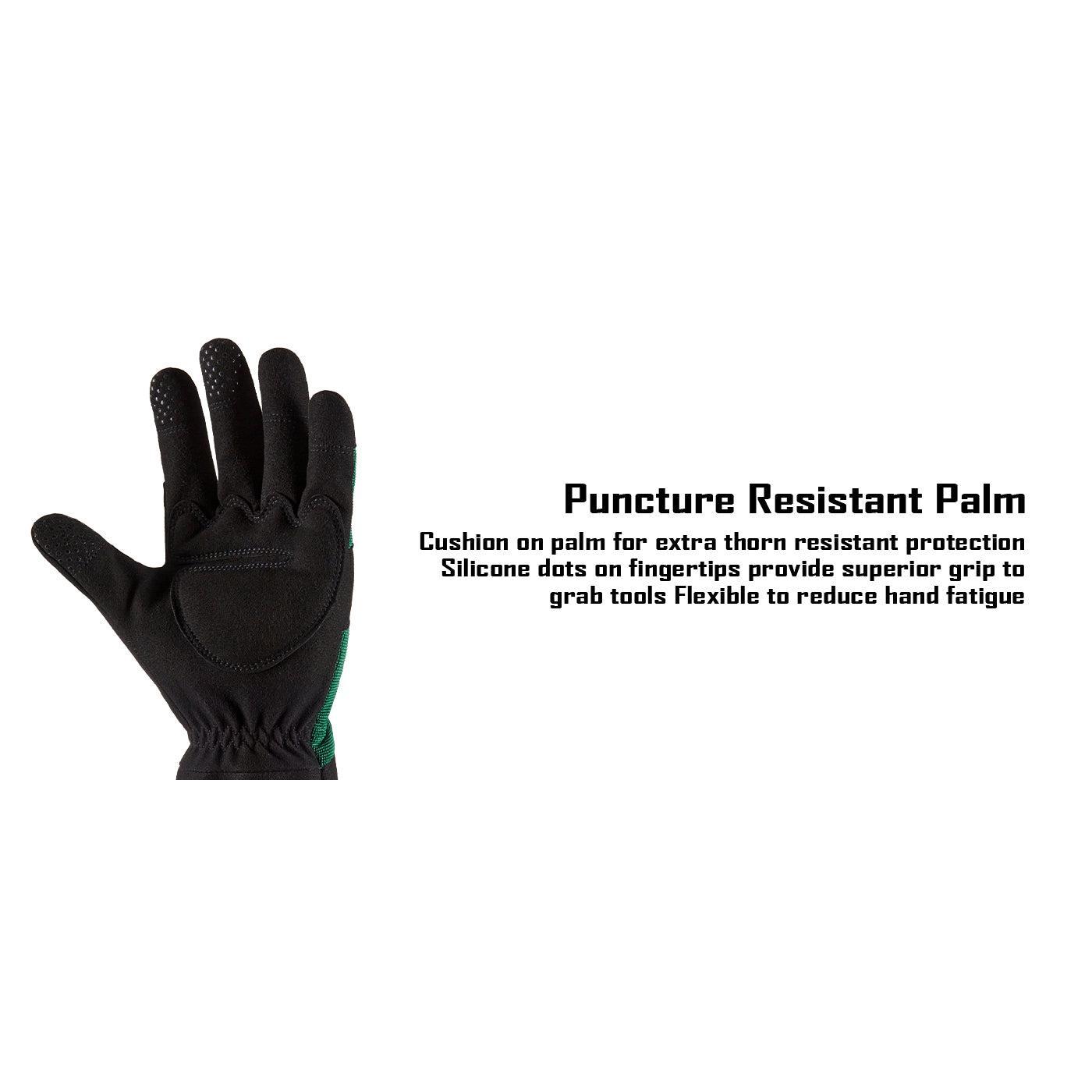 COOLJOB Thorn Proof Rose Pruning Garden Gloves, Longer Sleeve, Puncture Resistant (Green)
