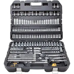 46-Piece Socket Wrench Set, 1/4 Inch Drive with Ratchet and Extension Rod, Metric Size, No Assembly Required, Manual Tool Kit for Car Bike Motorcycle Repair