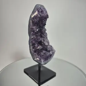 Dark Amethyst Crystal FreeForm on Stand with Blue Agate Banding - Very High Quality