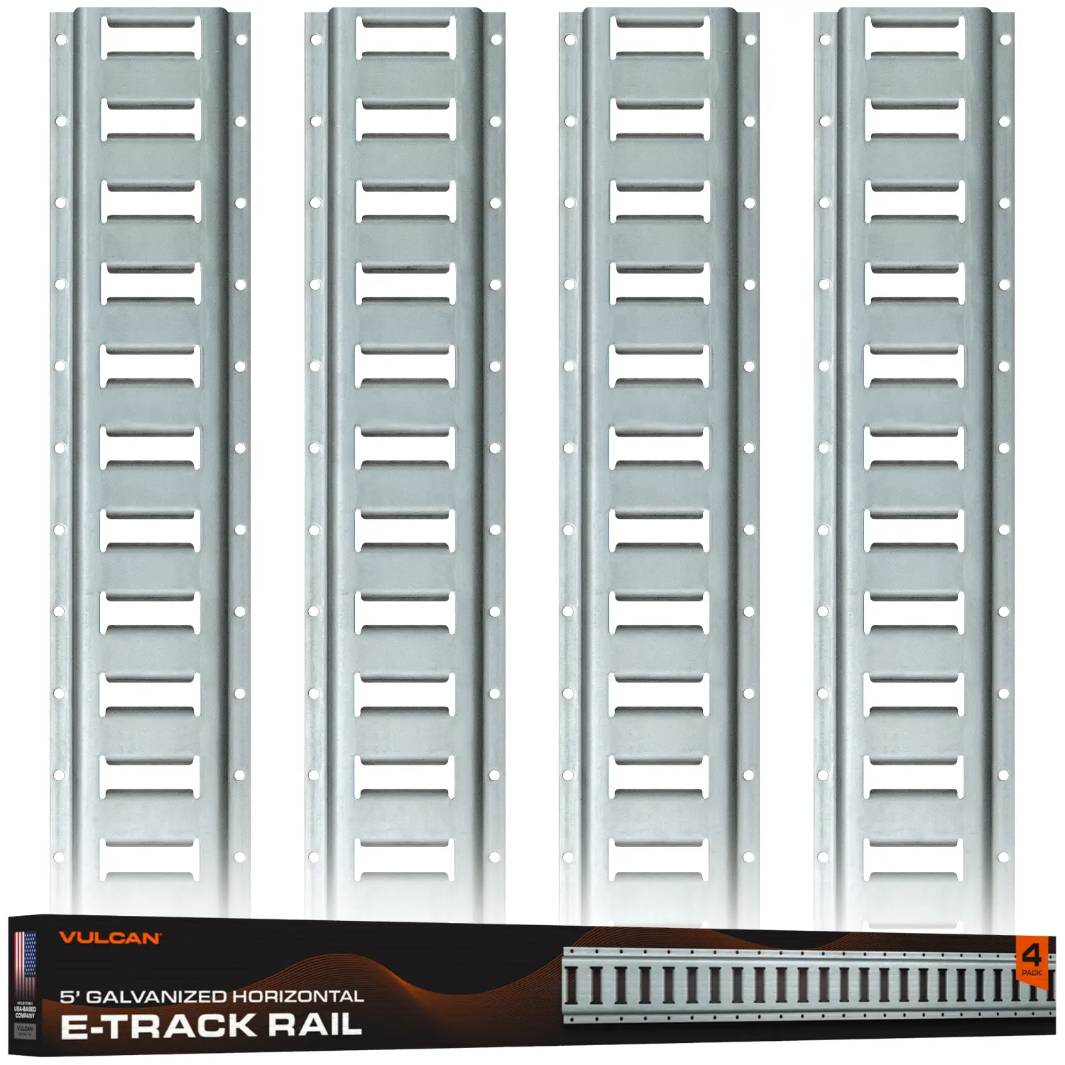 VULCAN E-Track - Horizontal Galvanized Section - 5 Foot - 4 Pack Truck
