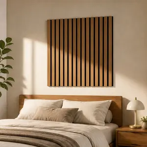 ARCH Acoustic Wall Panels 8 Pack Walnut Wood Slat Soundproof Panels 23.62x23.62in 3D Groove Sound Absorbing Wall Tiles for Bedroom Home Theater Office Studio Noise Reduction MDF Polyester, Walnut Color Options, MDF/Polyester Material