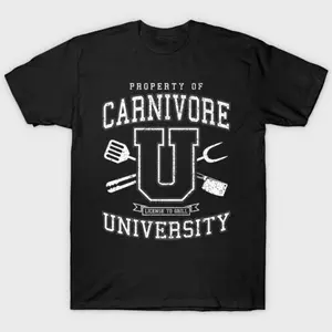 Carnivore University License To Grill Vintage BBQ Varsity T-Shirt 7UA