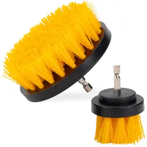VIKING Drill Powered Carpet Cleaning Brushes for Car, Interior Cleaning Brush, Black and Yellow, 2 Pack