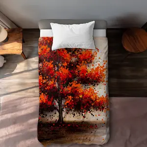 Begin Home Decor C1DCTXLWWX9NJH Tree with Dotted Leaves Twin Size Extra Long Duvet Cover - Stylish Bedroom Decor