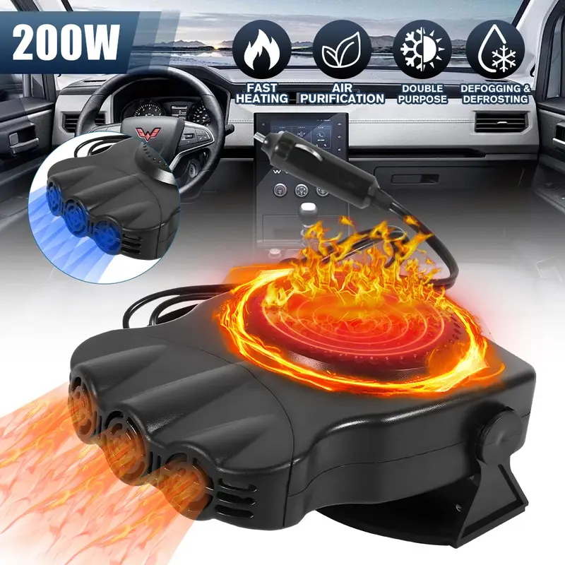 200W Heater Portable Heating Cooling Fan Defroster Demister for Car Truck 12V