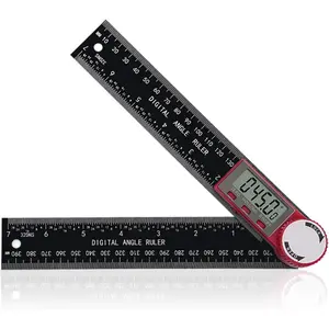 Digital Angle Finder, Angle Protractor Ruler with 200mm/ 7 inch, Carbon Fiber Plastic Woodworking Tools Goniometer Carpenter Protractor with LCD Display Digital Protractors