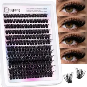 Lash Clusters 100D/200D/300D Thick Long 8-18mm Volume Cluster Eyelash Extensions Wispy Individual Lashes D Curl Waterproof Eyelash Clusters Soft