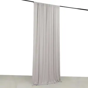 Silver 4-Way Stretch Spandex Event Curtain Drapes, Wrinkle Free Backdrop Event Panel with Rod Pockets - 5ftx10ft