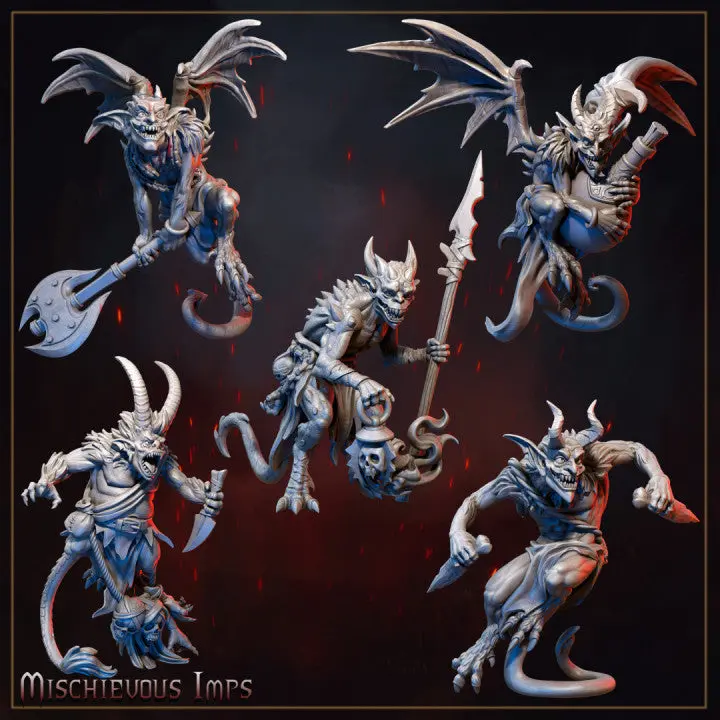 35mm Mischievous Imps - 5 styles - Burning Chaos Series - Tabletop D&D Fantasy Resin Printed