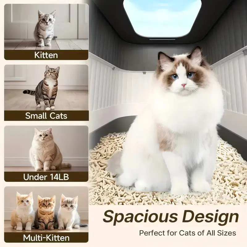 Fully enclosed foldable cat litter box with deodorant drawers and splash baffles, self-cleaning pet supplies, dual-channel cat litter box with drawers, durable plastic for large cats