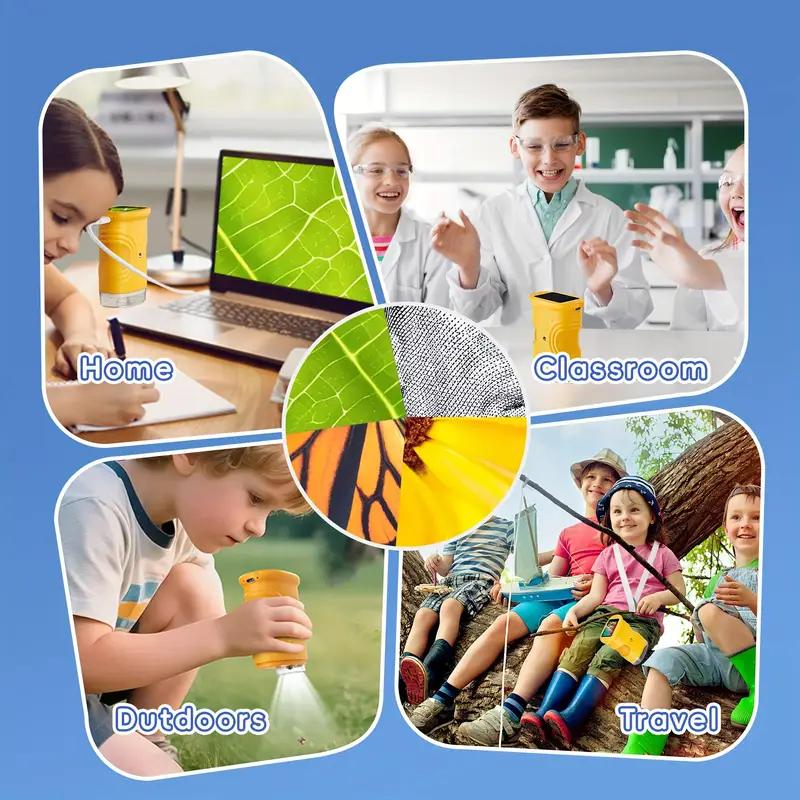 Kids Handheld Digital Microscope, 1000X Zoom 2.0 Inch IPS Screen Portable Microscope for Kids, Rechargeable Nature Exploration Toy, Educational Science Gift for Boys Girls Ages 3-12, Outdoor Observation Tool for Insects Plants