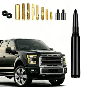 Bullet Antenna 50 BMG 6061 Aluminum Short Design 50 Cal Compatible with 10 Adapters for Easy Installation Anti-Theft Ford GMC Chevrolet Silverado Trucks car