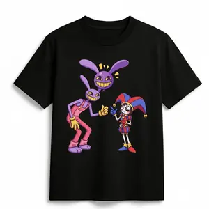 The Amazing Digital Circus Jax & Pomni Tee | Cartoon Graphic T-Shirt | Retro Animation Streetwear Shirt | Unisex Cotton Tee | Digital Circus Fan Gift