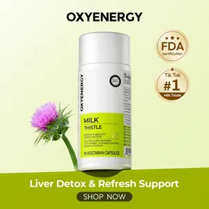 Oxyenergy Milk Thistle Liver Detox & Colon Cleanse, Natural Liver Health Support with Kudzu Root, Turmeric, Inositol, Methionine,Vitamin C,90 Capsules silymarin
