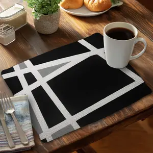 360 stand Braided Placemat, CBPM1418YQ2JRG, 14x18 in Rectangular Modern Black & White Abstract Shapes, Stylish Easy-Clean Indoor Tableware Home Decor